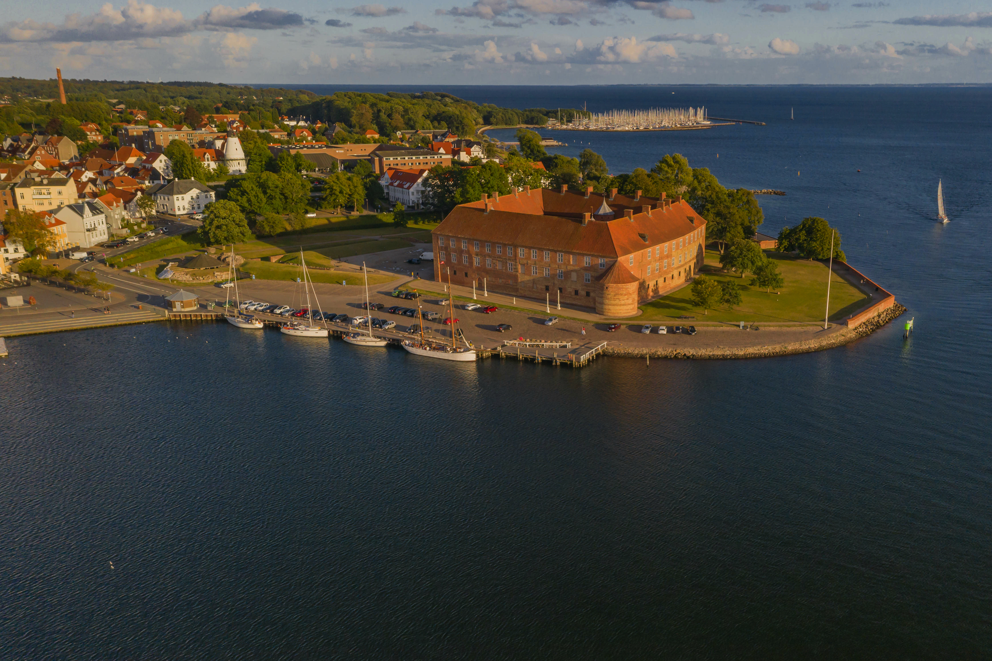 Panoramic aerial view of of the castle in Sonderborg Jutland, Denmark, Europe.
